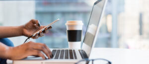 Picture of a person typing a Mobile App idea